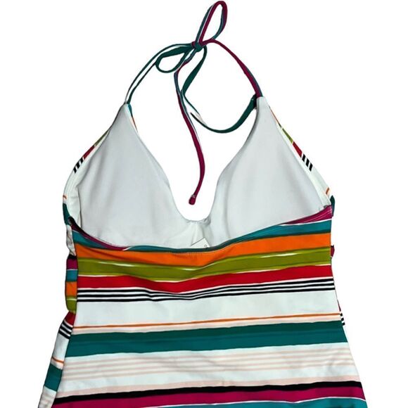 NWT LOFT Beach Striped Halter One Piece Swimsuit sz 4 - Picture 6 of 9